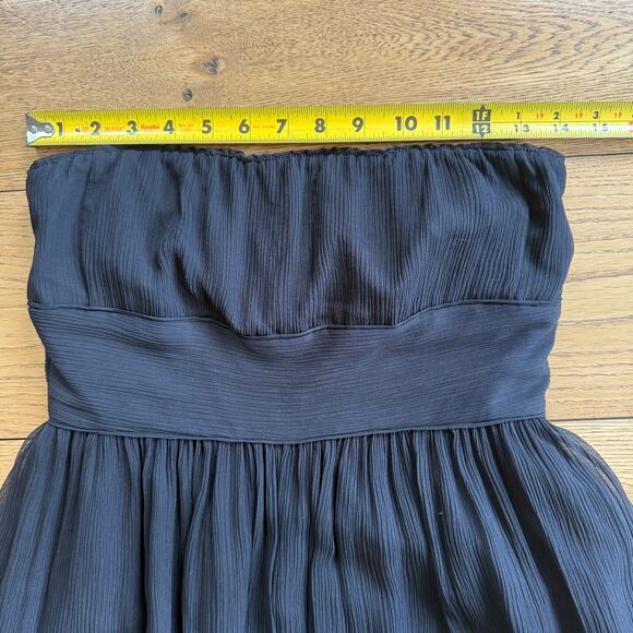 J. Crew Silk Chiffon Babydoll Strapless Dress Size 4 Vintage Y2K Midi Black - Picture 8 of 10